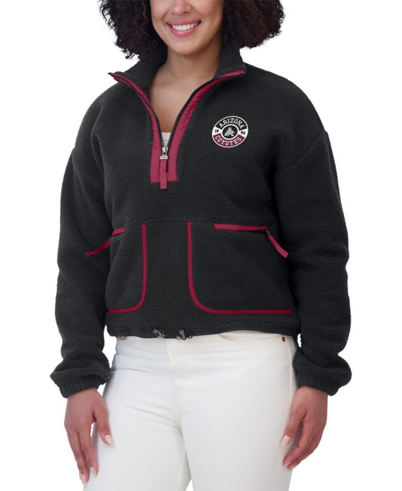 Women's Black Arizona Coyotes Polar Fleece Half-Zip Jacket