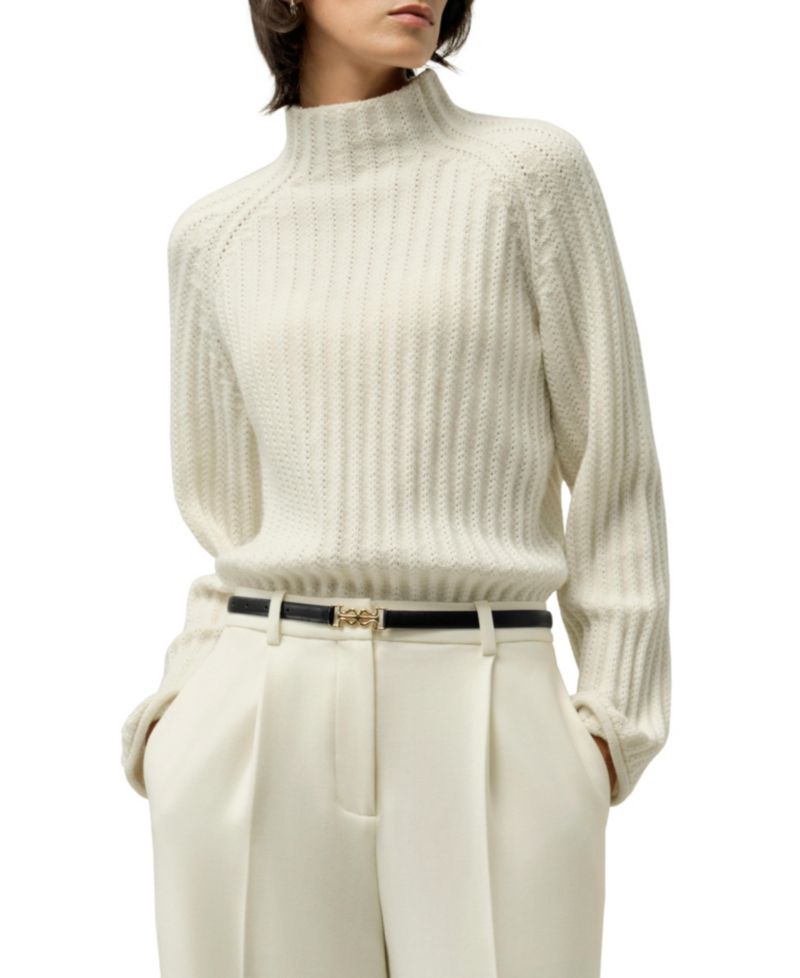 Women's Pointelle Mock Neck Sweater