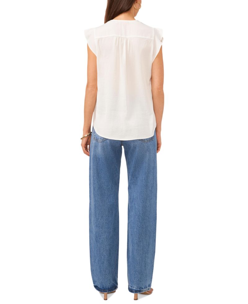 Women's V-Neck Short-Ruffle-Sleeve Top