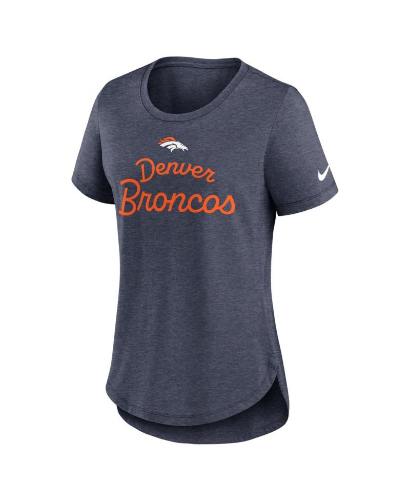 Women's Navy Denver Broncos Script Tri-Blend T-Shirt