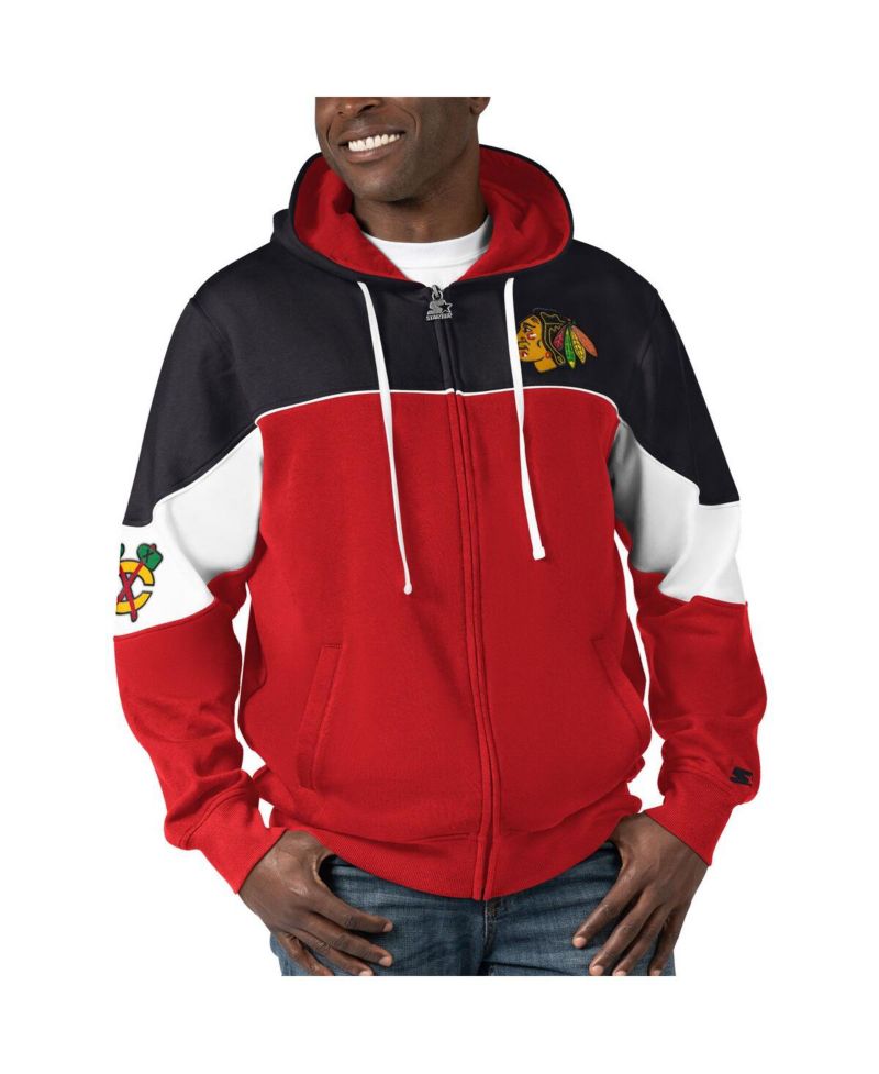 Men's Red, Black Chicago Blackhawks Power Forward Full-Zip Hoodie