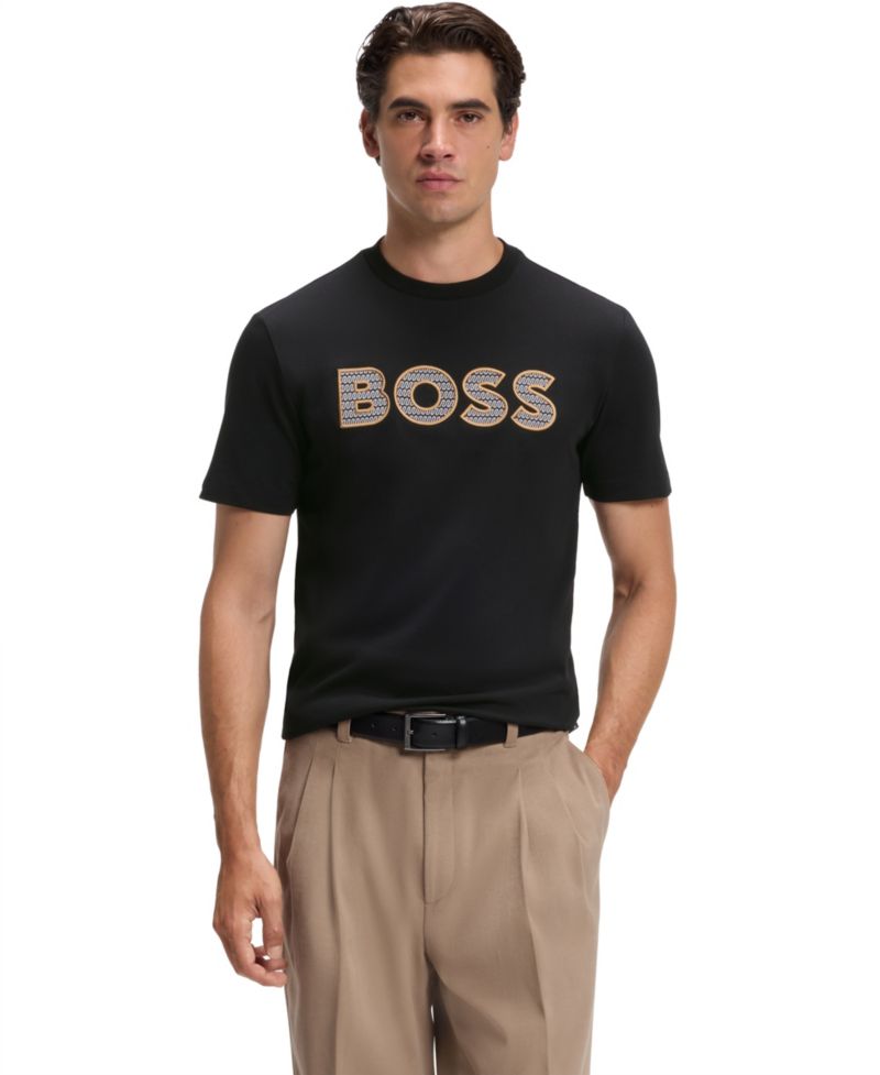 BOSS by Men's Thompson Cotton-Jersey Crew-Neck Logo T-Shirt