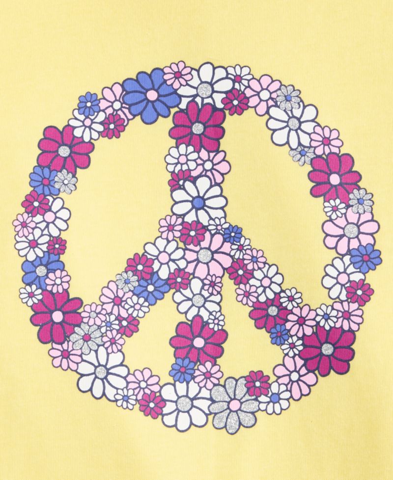Girls' 5-16 Floral Peace Sign Tee