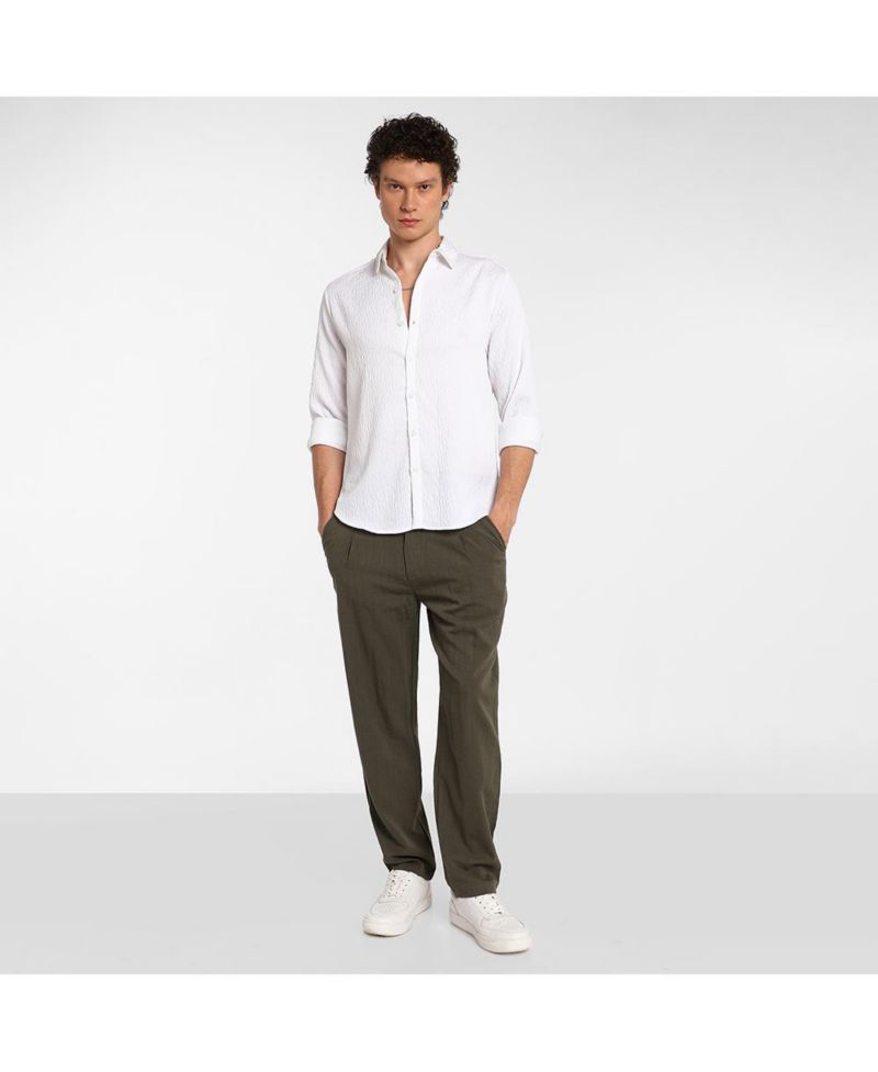 Men's Chalk White Abstract-Textured Shirt