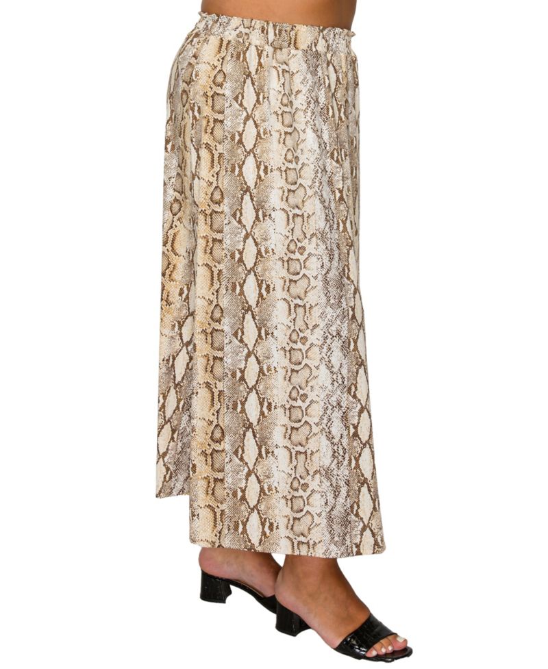Plus Size Python Elastic Waist Maxi Skirt
