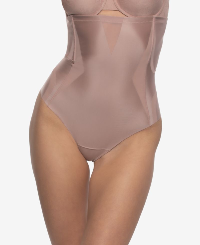 Women's Uplifted Satin Mesh Body Mapped High-Waist Shaper Thong