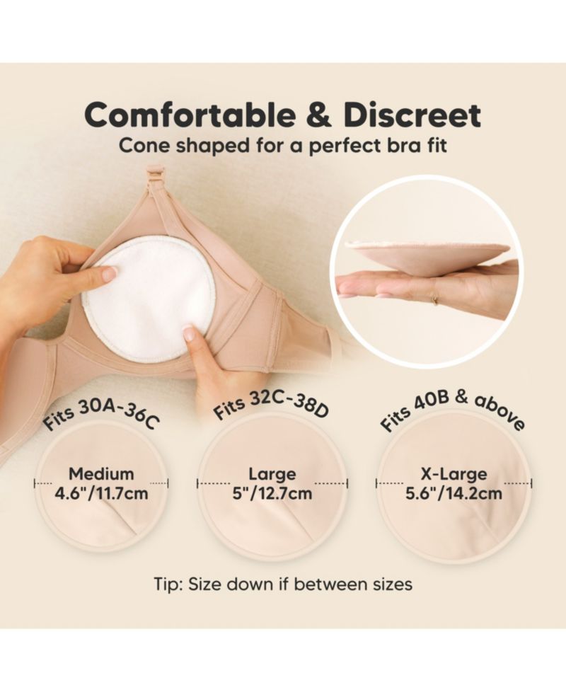 Women's 14pk Organic Nursing Pads, Washable Breast Pads + Wash Bag, Reusable Nipple Pads