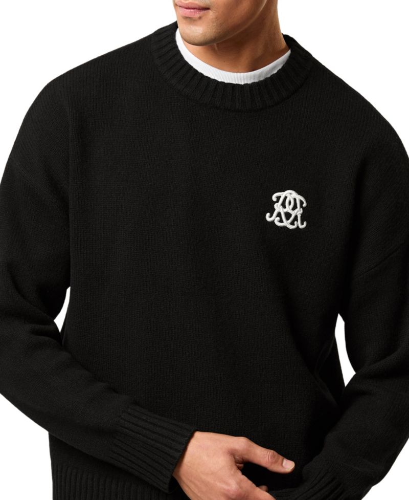 Men's Archibald Embroidered Monogram Crewneck Wool Sweater
