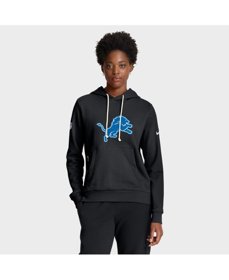 Women's Black Detroit Lions Throwback Sideline Standard Issue Dri-FIT Hoodie