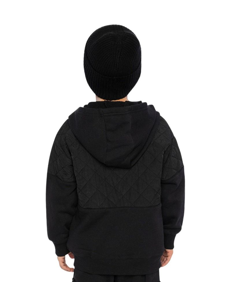 Boy's (6-12) Full Zip Hooded Bi-Material Cardigan