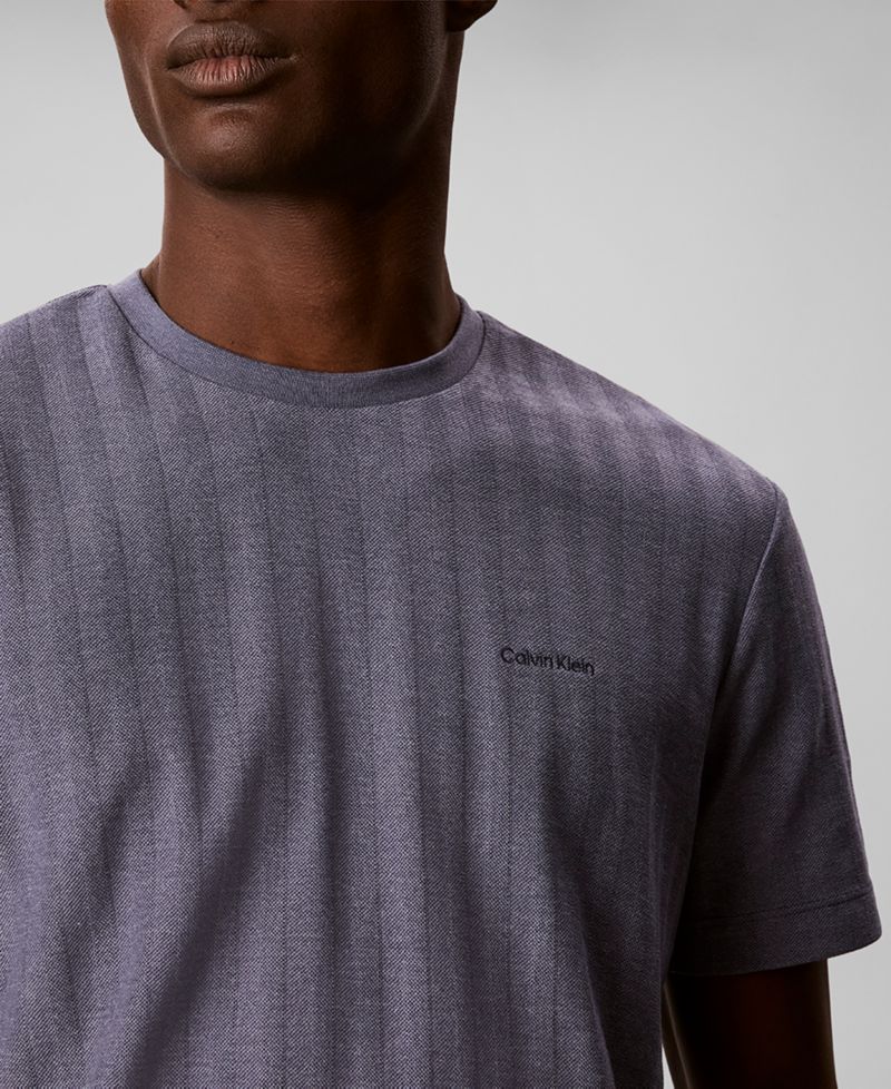 Men's Vertical Stripe Textured Crewneck T-Shirt