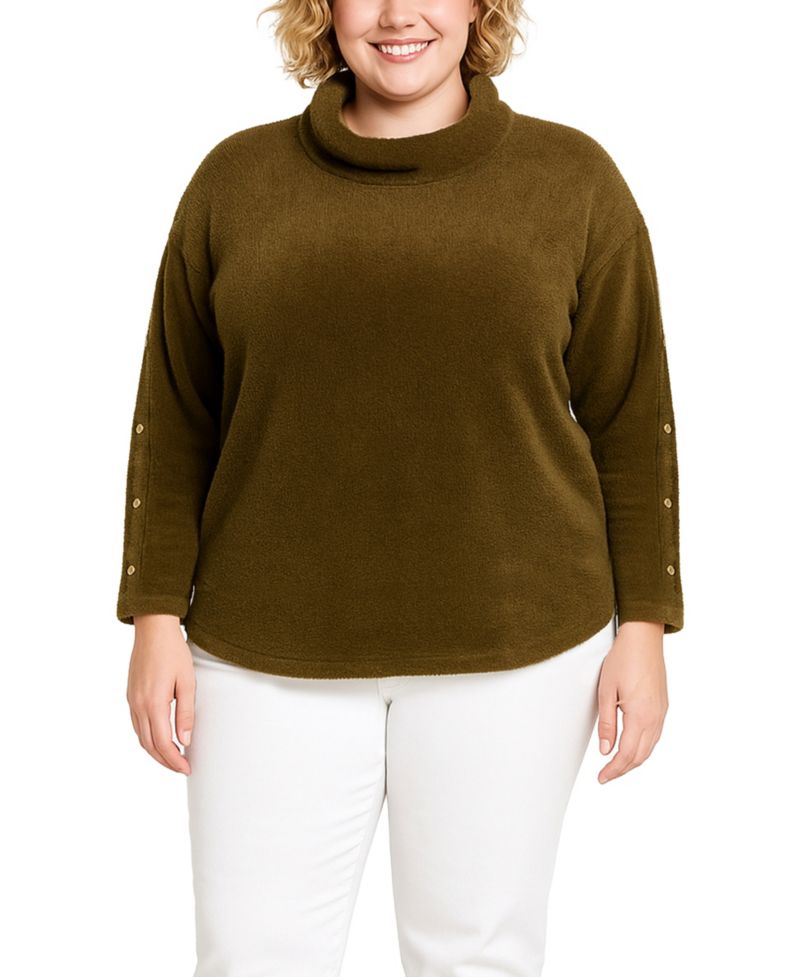 Plus Size Cozy Rib Cowl Neck Top