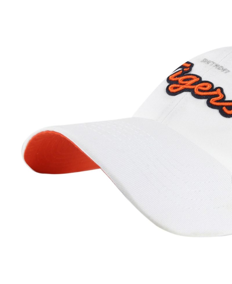 Women's White Detroit Tigers Trendy Script Clean Up Adjustable Hat