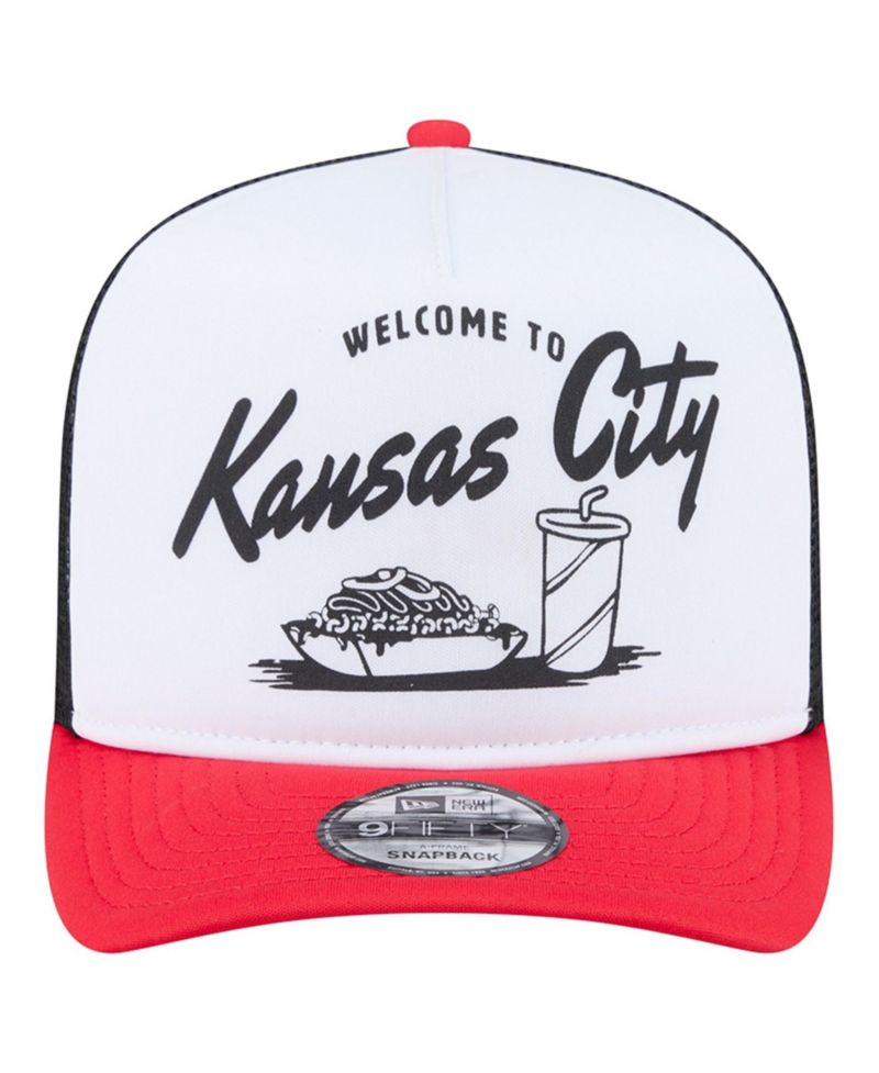 Men's White/Red Kansas City Chiefs Foodie 9FIFTY A-Frame Trucker Snapback Hat