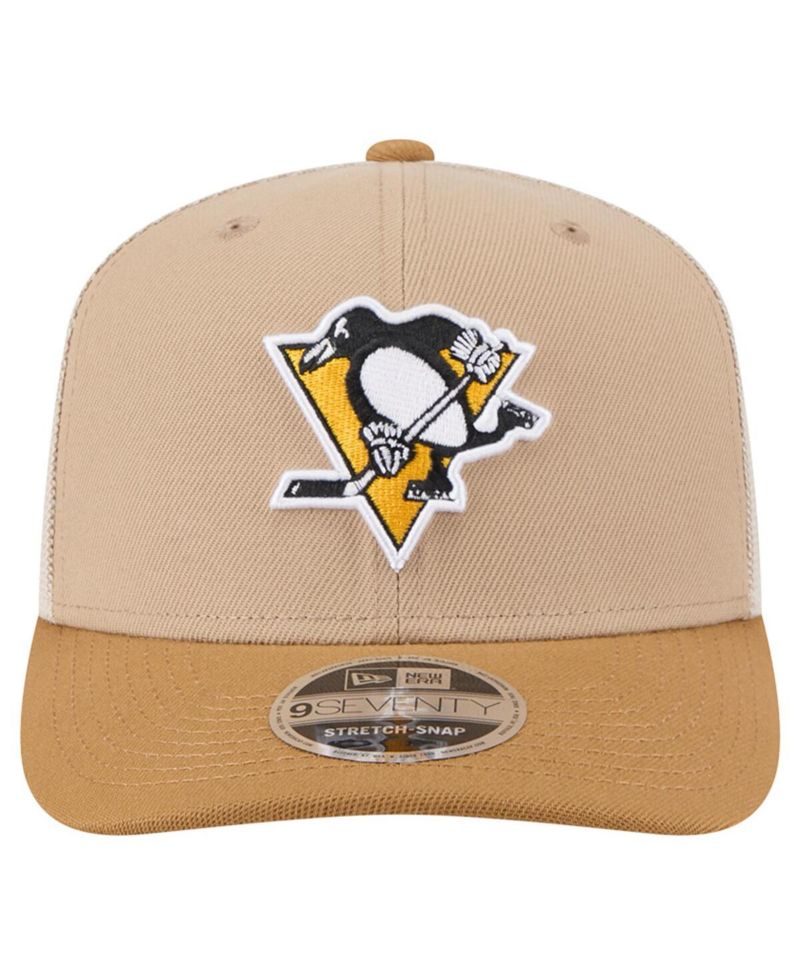 Men's Tan/Light Brown Pittsburgh Penguins Two-Tone Trucker 9SEVENTY Stretch Snap Adjustable Hat