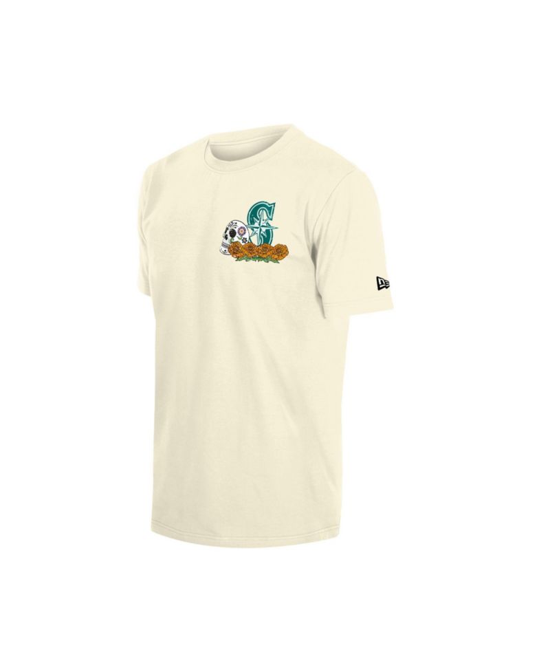 Men's Natural Seattle Mariners Dia de los Muertos Sugar Skull T-Shirt