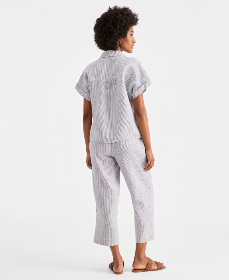 Petite Linen Tie-Front Top