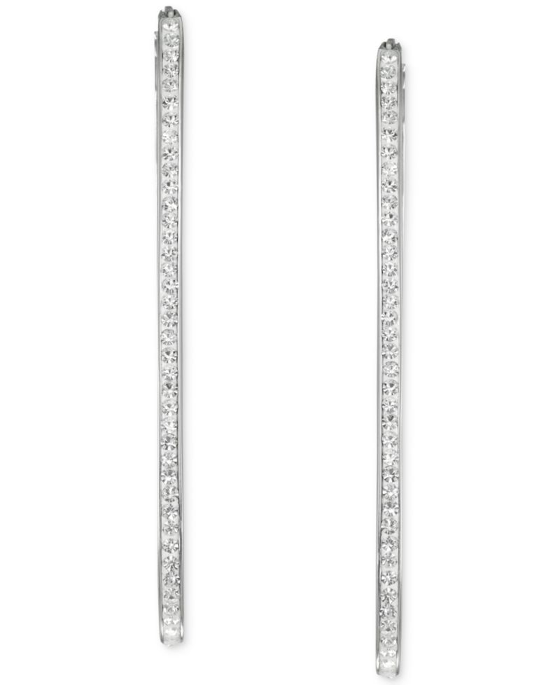 Crystal Pav&eacute; Inside Out Paperclip Hoop Earrings