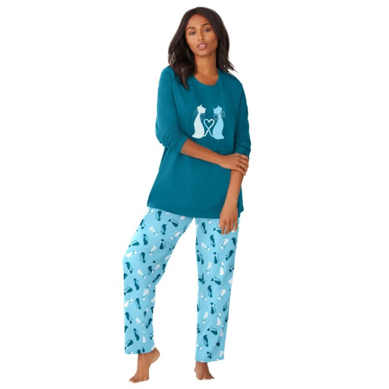 Women's Dreams and Co. Long Sleeve Knit PJ Set