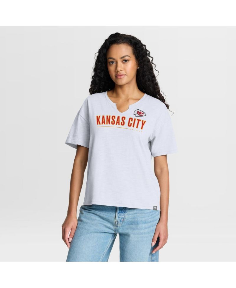 Women's White Kansas City Chiefs Redzone Slub Boxy T-Shirt