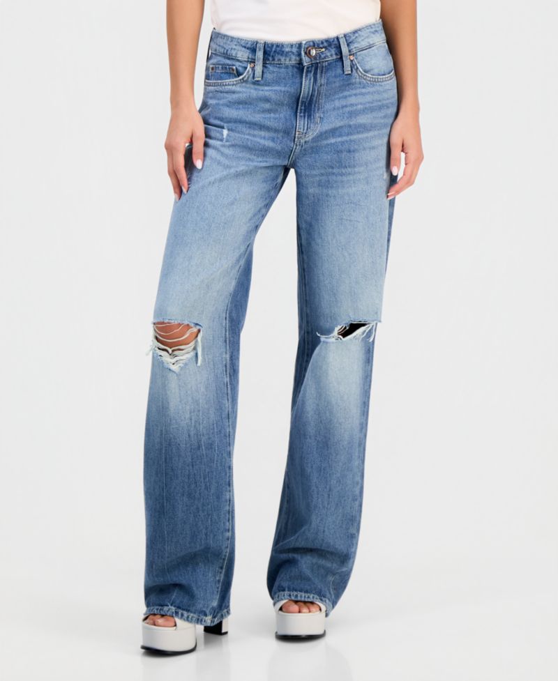 Women's Mid Rise Slouchy-Fit Straight-Leg Jeans
