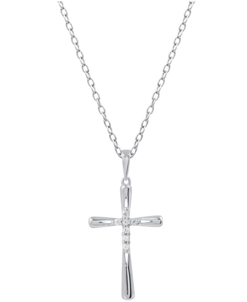 Diamond Cross 18" Cross Pendant Necklace (1/10 ct. t.w.) in Sterling Silver