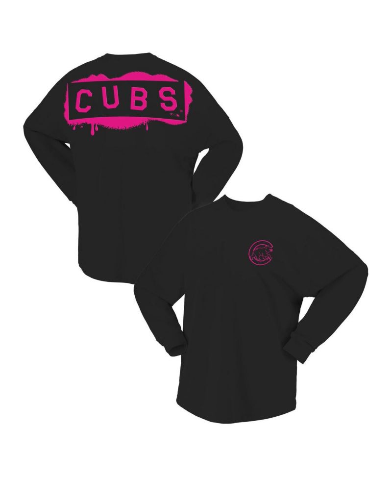 Women's Black Chicago Cubs Neon Jersey Long Sleeve T-Shirt