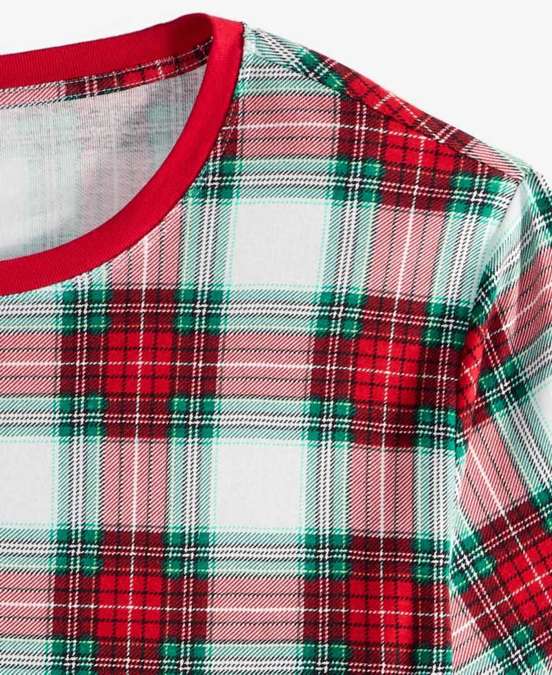 Men's Merry Plaid Crew Neck Matching Family Pajamas Set