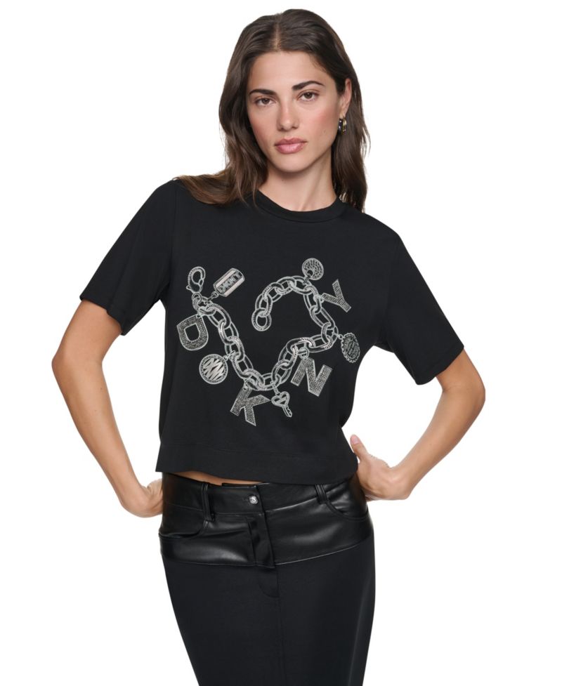 Women's Charm Bracelet Graphic-Cropped T-Shirt