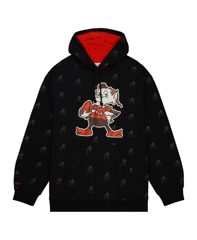 Men's Black Cleveland Browns Allover Print Fleece Pullover Hoodie