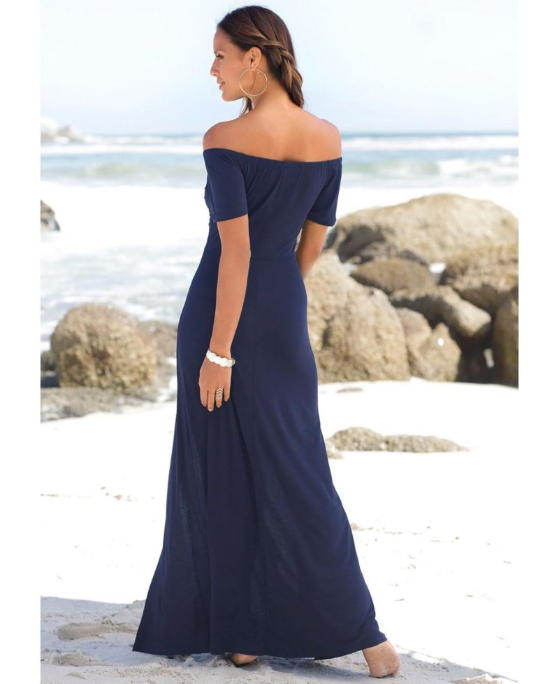 Women's Printed Off Shoulder Everyday Comfort Maxi Dress