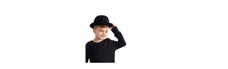 Black Velvet Derby Hat - Kids Girls & Boys