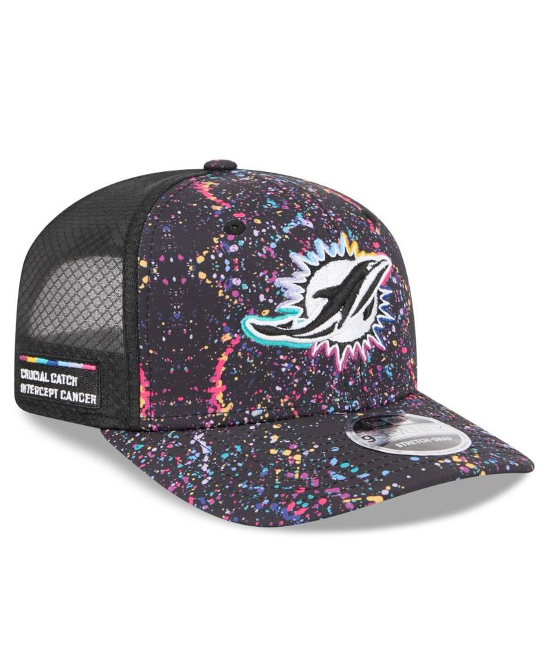 Men's Black Miami Dolphins 2025 NFL Crucial Catch 9SEVENTY Adjustable Hat