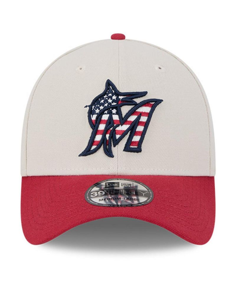 Men's Red Miami Marlins 2024 Fourth of July 39THIRTY Flex Hat