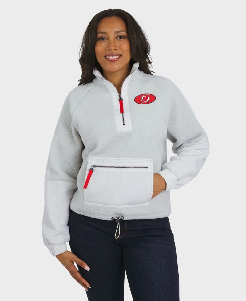 Women's Gray New Jersey Devils Polar Fleece Quarter-Zip Jacket