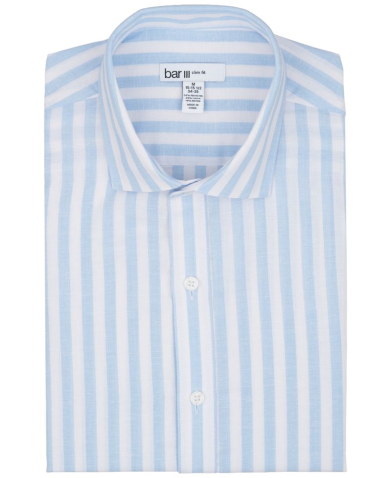 Men's Slim-Fit Linen Joseph Stripe Dress Shirt