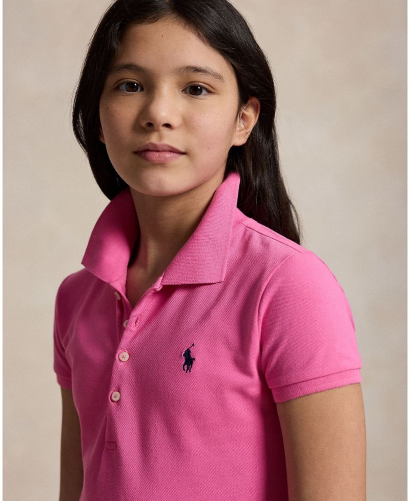 Girls' 7-16 Cotton Mesh Short-Sleeve Polo Dress
