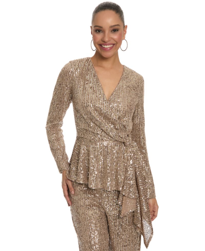 Women's Seq Surplice Peplum V-Neck Top