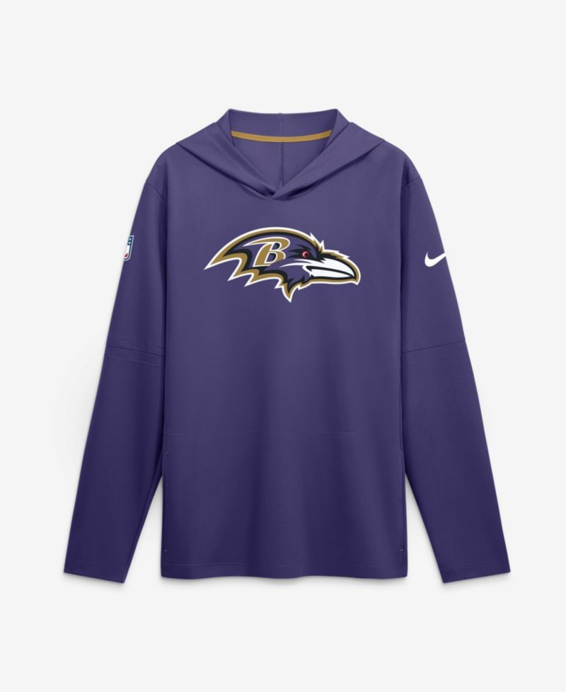 Men's Purple Baltimore Ravens Sideline Dri-FIT Long Sleeve Hooded T-Shirt