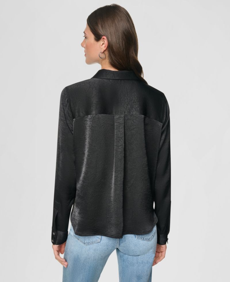 Women's Long-Sleeve Twist-Front Blouse