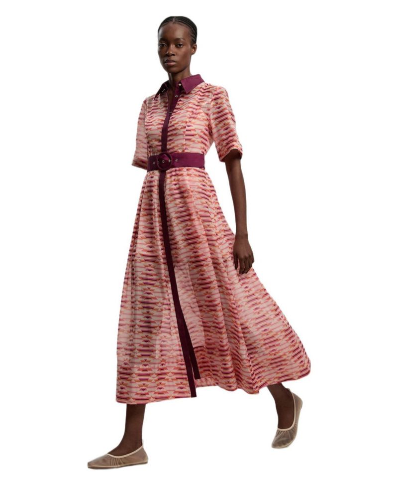 Women's Short Sleeve Midi Shirt Dress