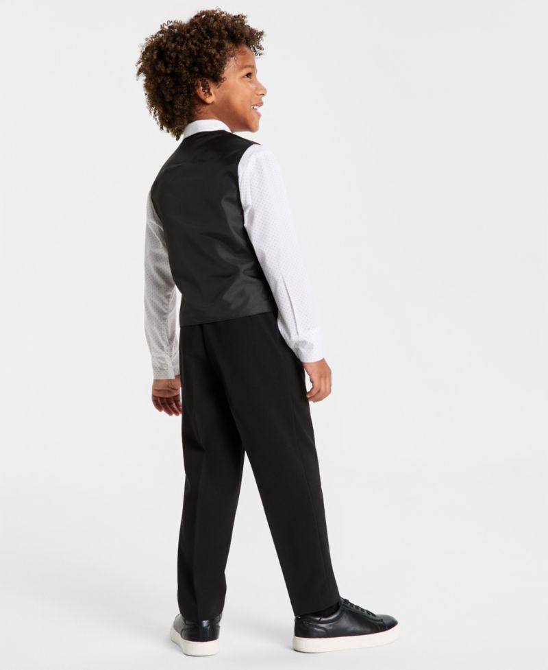 Boys' 2T-7 Red Velvet Vest, Shirt, Tie and Pants, 4-Piece Set