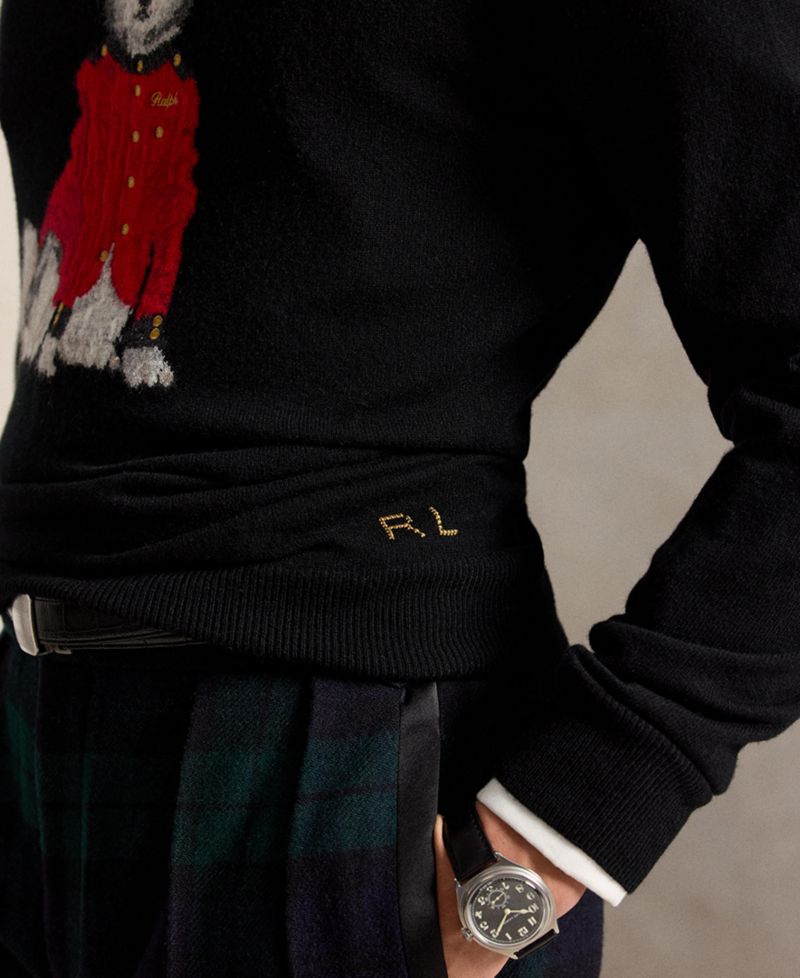 Men's Dog-Intarsia Cashmere Sweater