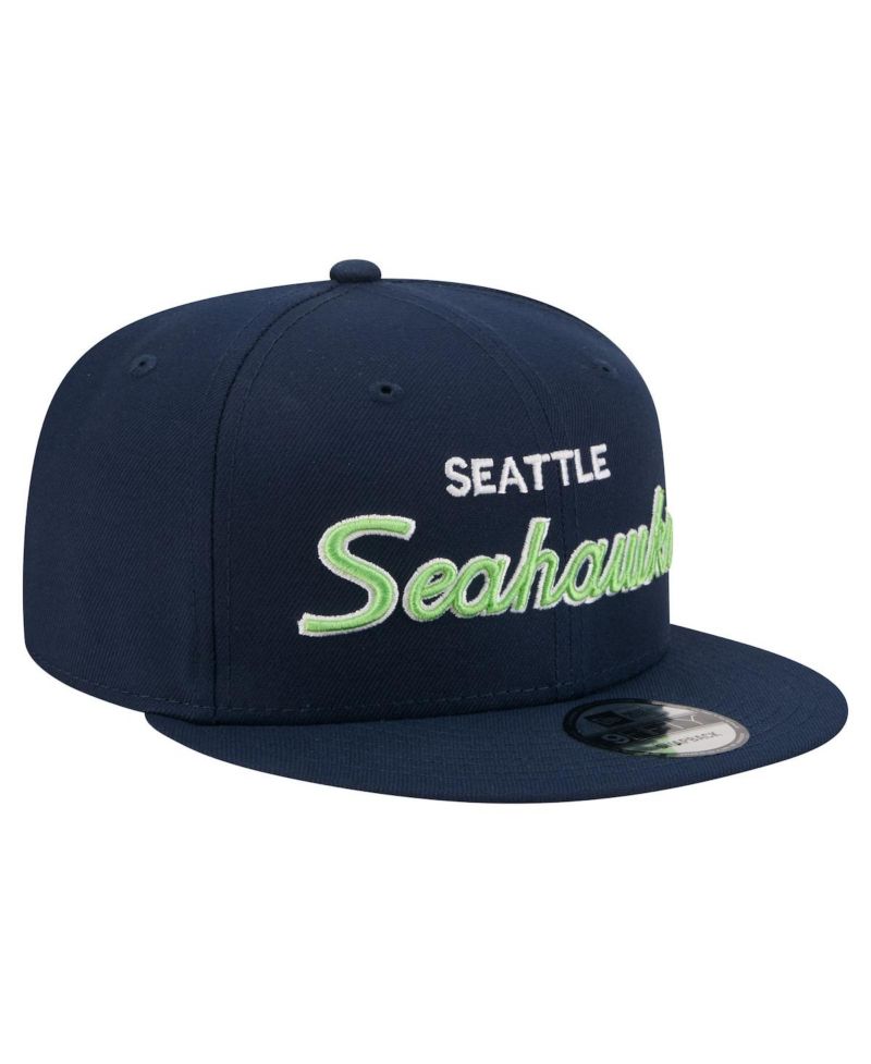 Men's College Navy Seattle Seahawks Core Team Script 9FIFTY Snapback Hat