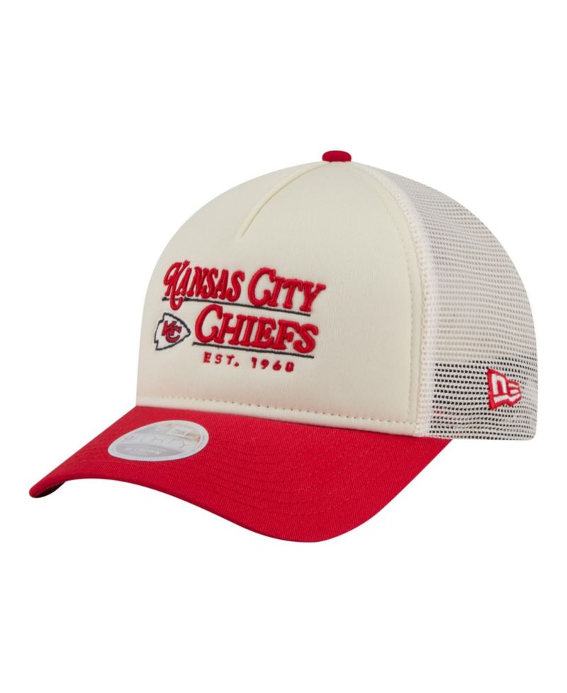 Women's Cream/Red Kansas City Chiefs Retro A-Frame 9FORTY Adjustable Hat