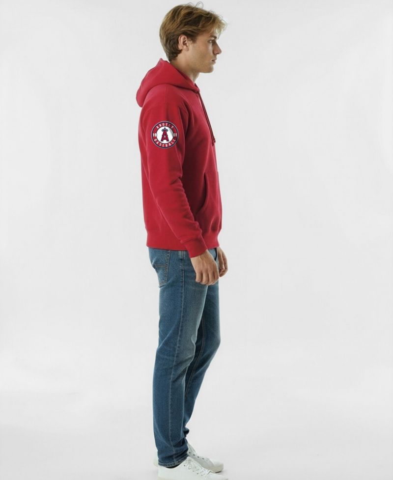 Men's Red Los Angeles Angels Reverse Weave Chenille Hoodie