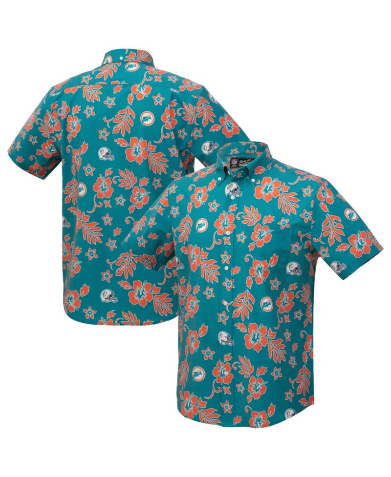 Men's Aqua Miami Dolphins Kekai Performance Button-Down Top