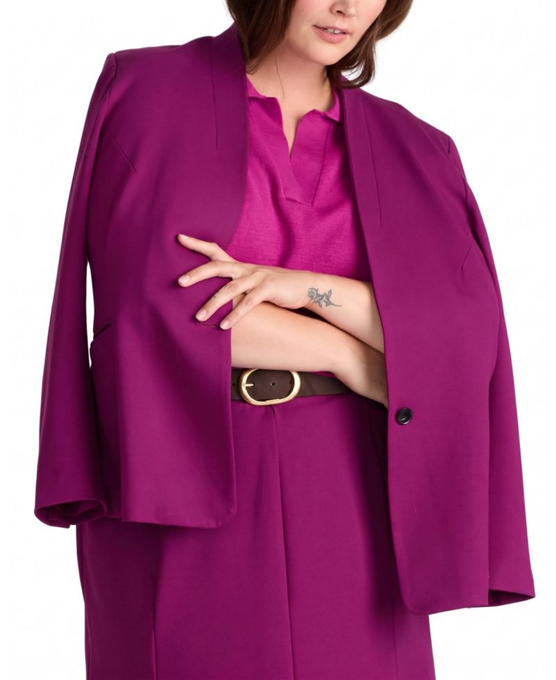 Plus Size Lennox Collarless Ponte Blazer