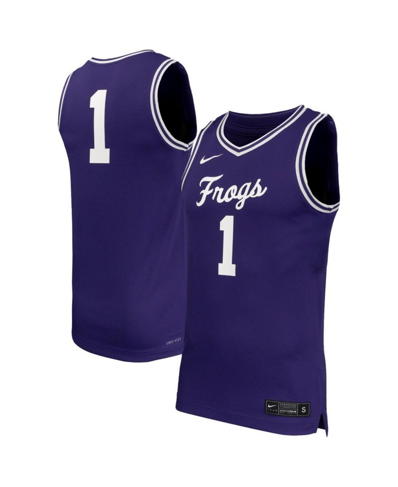 Men's 1 Purple TCU Horned Frogs Replica Basketball Jersey