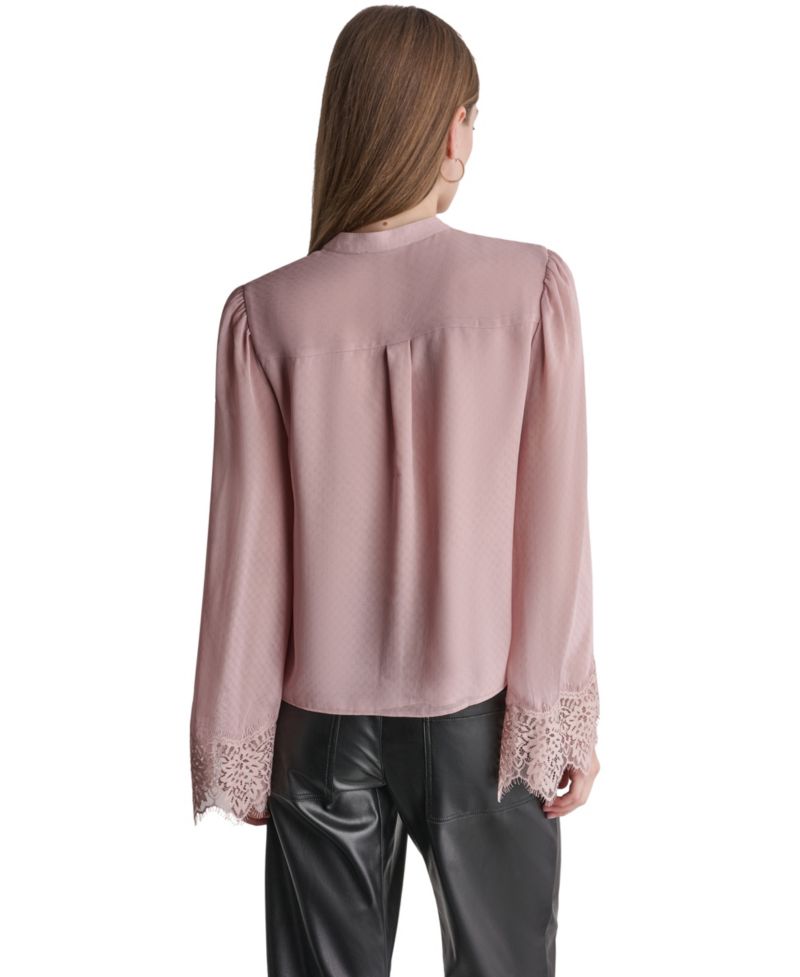 Women's High-Neck Long-Sleeve Lace Blouse